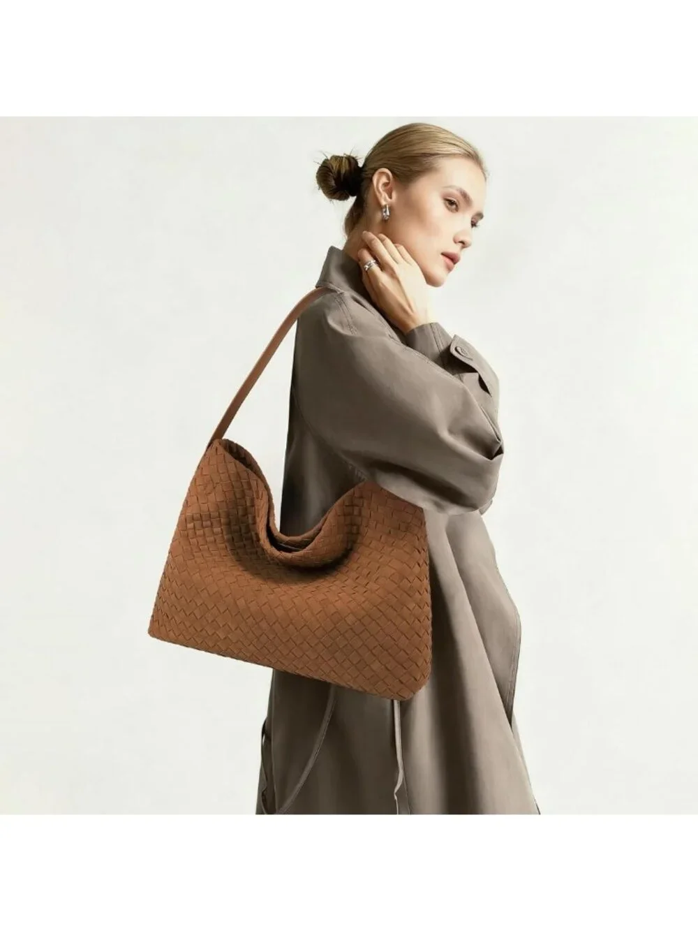 Chic Vegan Leather Hobo Tote Bag, Stylish Suede Purse with Top Handle for Women